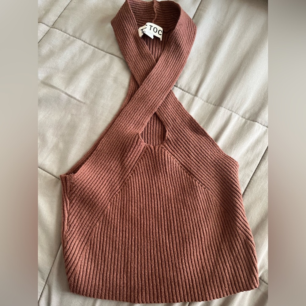 Chocolate brown Halter Top Cropped